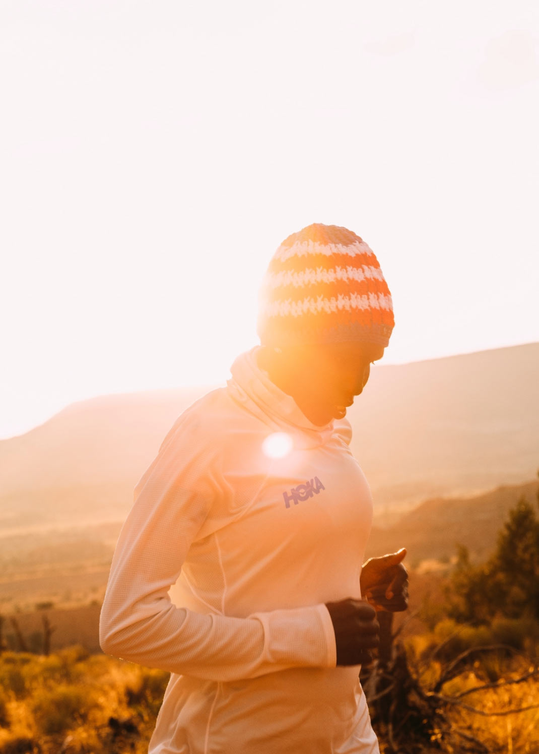 Woman running in the desert